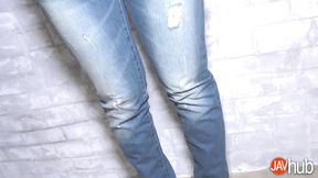 Reira Kitagawa's Jeans Tease to Hairy Pussy Pound