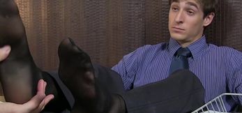 Boss Unwinds with Sexy Foot Play and Cock Suck
