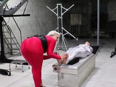 Femdom fetish mistresses fuck bdsm loser with strapon