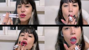I satisfy my addiction by smoking two cigarettes at the same time