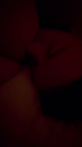 Helping himself to his boobs in bed