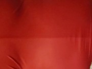 slutty wife in red leather zipper bodysuit doggystyle