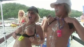 Group of nasty girls in sexy bikinis goes wild on the yacht