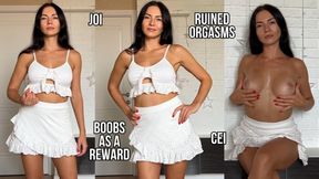 Stroke, Stop and Eat your Cum for my Boobs as a Reward