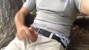Jerking-off by the Water, at the Public Park, Sagging, American Eagle Boxers. Extended