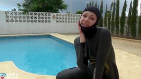 Wetsuit Bondage Mermaid Slippery Pool Kink with Fins, Rope &amp; Deep Diving