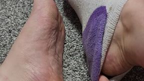 Sweaty, smelly socks removed - stinky feet!!