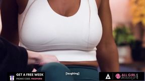 ALL GIRL MASSAGE - Hot Ebony August Skye Fucked Serene Siren's Face With Her Pussy