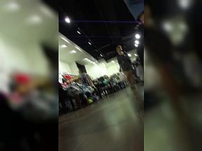 Amazing babe with elegant legs buys new clothes