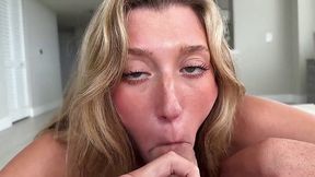 Sexy blonde stepsister Addison Vodka sucks dick and gives pussy POV