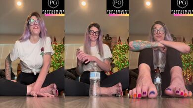 6'7" / 200cm Tall Amazon Giantess Goddess Times Herself Chugging a Bottle of Water....Then makes a Bong!?