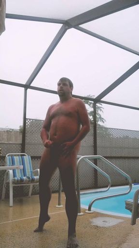 Matty Muse masturbating naked in thunderstorm and rain naked