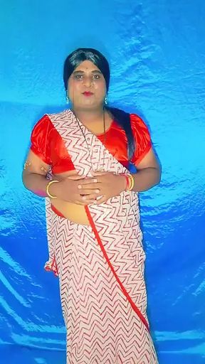 Pritucrossy pune in red saree