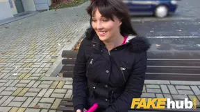 Female Agent rides toy and gets model wet and horny