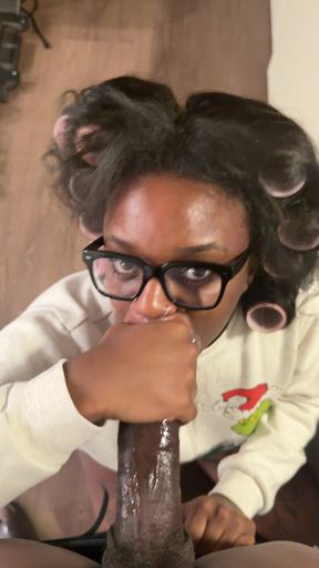 Ebony Step Sis Pulls Out BBC While Clan Is Watching a Movie