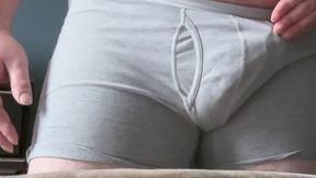 Light Stroking in Grey Undies Leaking Precum