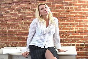 Professor Taft fucking in the desk with her big natural tits