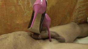 Shoejob, throat trample, cbt, cum inside heels