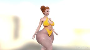slim-thick jamaican babe shows off her big ass in skimpy swimsuit - sassycomics