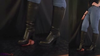 Secretary Flattening Cock and Balls, Plexiglass and Black Heels - Trample, Crushing, Crush, Bootjob