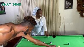 i came up to inform him dinner is served but he bend me over the snooker board and fuck my pussy very hard for interrupting his game