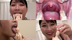 Miki Sunohara - Showing inside cute girl's mouth, chewing gummy candys, sucking fingers, licking and sucking human doll, and chewing dried sardines mout-118 - wmv