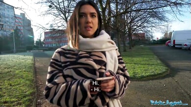 European brunette student meets a stranger under surveillance and swallows his load