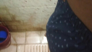 Solo amateur bear jerks massive BBC and pisses in steamy bathroom session