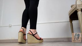 (655) Shoe Collection: Summer Cork Platform Wedge Sandals - Dame Olga (1080p)