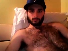 Hairy chest covered in cum