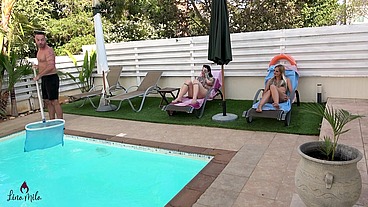 POOLBOY VERFÜHRT?! SPERMAFRESSE FÜR FRECHE DREIER SCHLAMPEN!