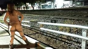 girl walks in a short dress without panties down the street and fucks a stranger in public in front of onlookers