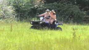 Raunchy Sex Fiends on Quad Bike Thrills Wear Dirty Floppy Hats