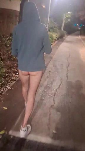Nlght naked walking along the street