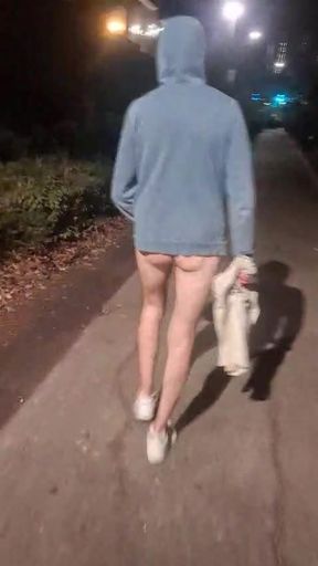 Nlght naked walking along the street