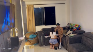 My Indian stepsister is horny and comes to the living room of our house to be fucked until she reach