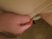 Slapping Package Squeezing Balls and Stroking my Uncut Cock