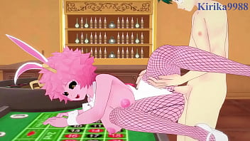 Mina Ashido and Momo Yaoyorozu and Izuku Midoriya Bunny Girl intense sex. - My Hero Academia Hentai