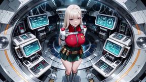 Private Moments Inside the Futuristic Spaceship Where Her White Uniform Is Stretched to Perfection