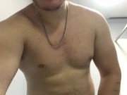 Hairy Gym Boy Jerking Off in Gym Bathroom