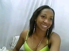 Ebony Plays with Dildo on Webcam