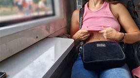 I expose my knockers to onlookers in a public railway carriage