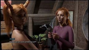 angels love [ futa hentai game ] ep.1 redhead lesbian turned into futanari to do double cock stroking !