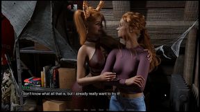 angels love [ futa hentai game ] ep.1 redhead lesbian turned into futanari to do double cock stroking !