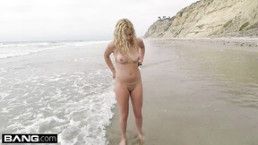 Sophia Lux gets naked & sucks prick at the beach