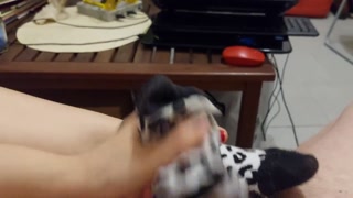 I masturbate my slave with a sock telling him he has a small cock Onlyfans Mistress Darkshine
