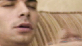 ”Unshaved young guy tugs raging prick & cums all over the place”