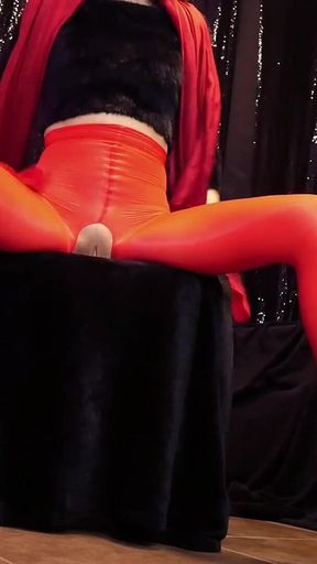 Red Shiny Open Pantyhose Worship 1 Ita
