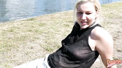 Exhibitionist Milf shows her tits in public and get banged l DADDYS LUDER