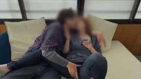 Married Woman Tormented with a Vibrator on the Sofa
